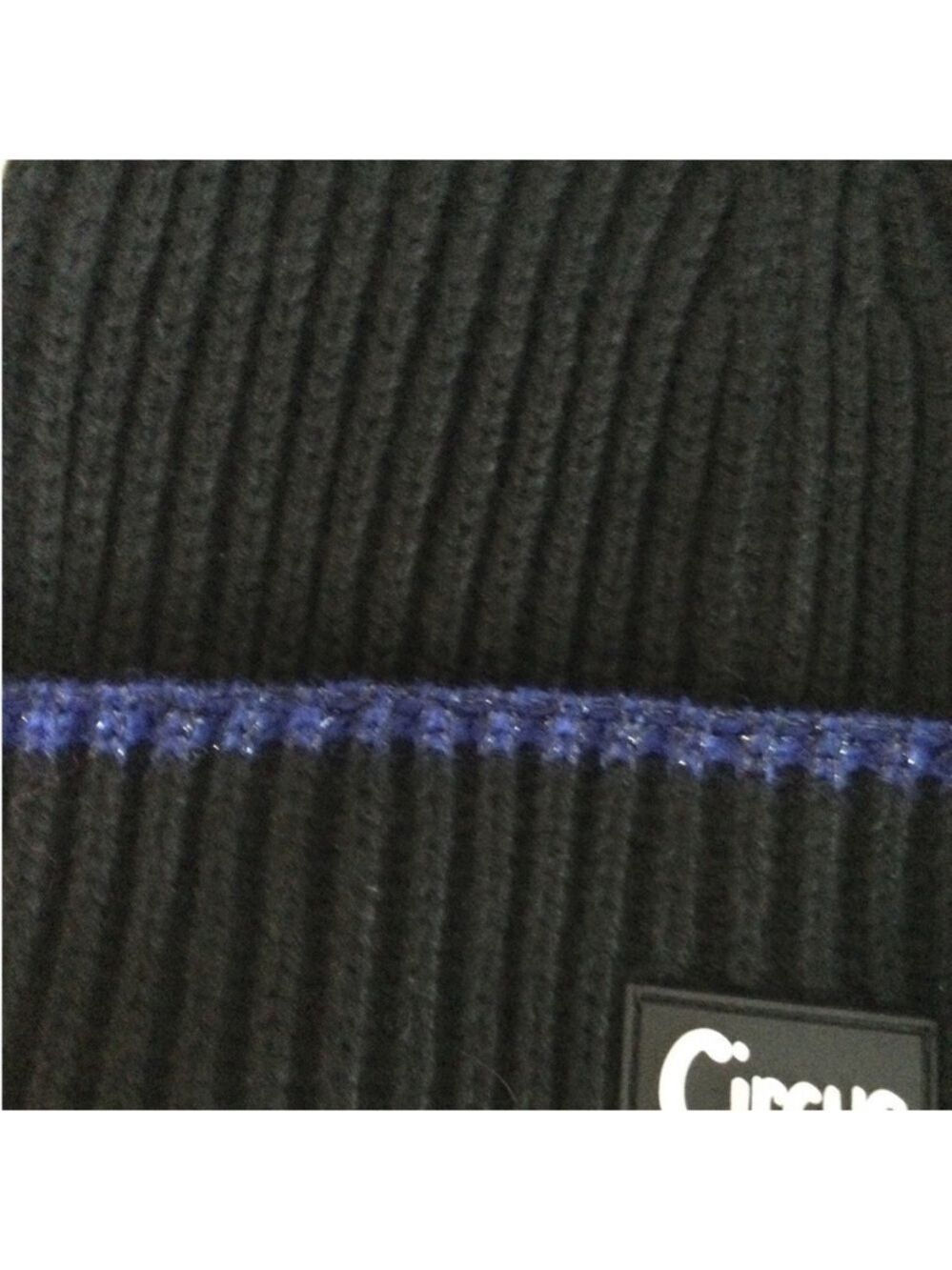 Circus by Sam Edelman Unisex contrast tipping beanie black w/blue metallic trim - Picture 7 of 10